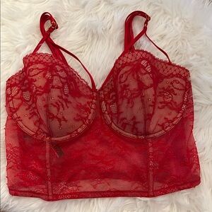 Victoria’s Secret Red Lace Bustier Top 34DD